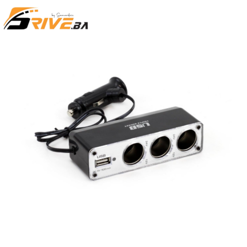 Produžni za utičnicu upaljača 3+1 USB